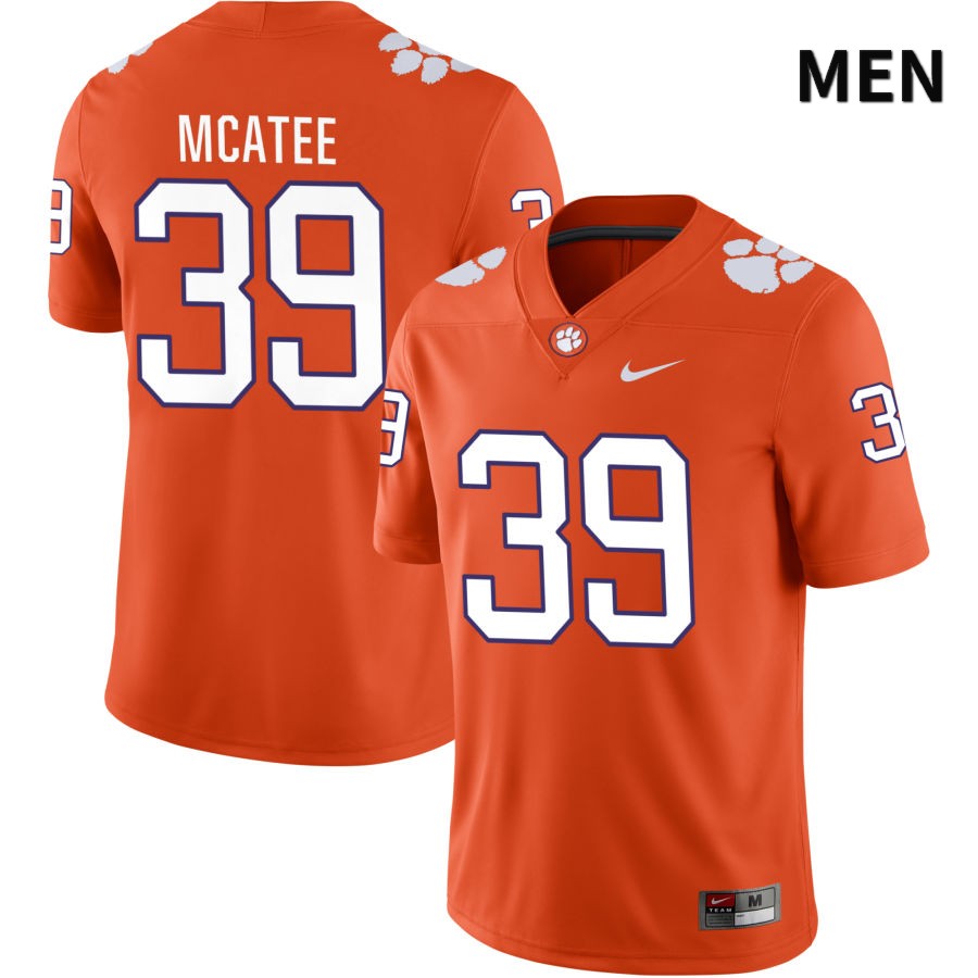 Men's Clemson Tigers Bubba McAtee #39 College Orange NIL 2022 NCAA Authentic Jersey Season DLE86N2C